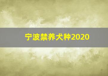 宁波禁养犬种2020