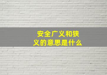 安全广义和狭义的意思是什么