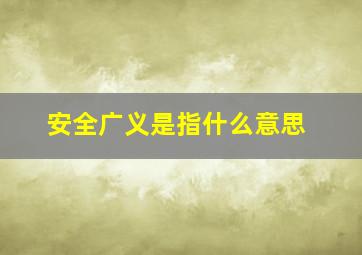 安全广义是指什么意思