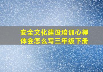 安全文化建设培训心得体会怎么写三年级下册