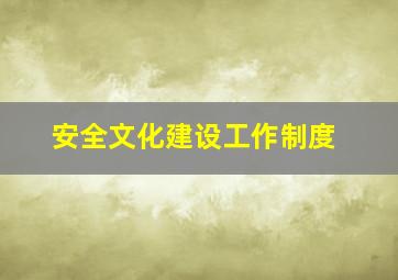 安全文化建设工作制度