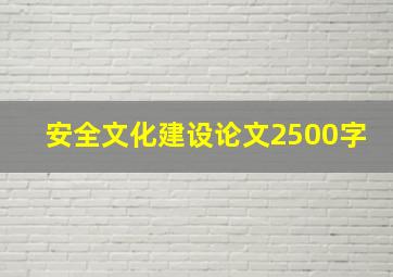 安全文化建设论文2500字