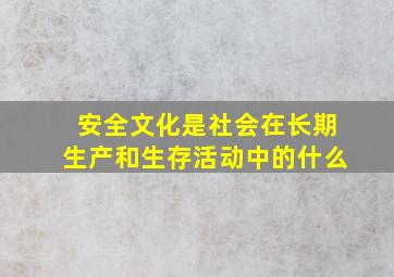 安全文化是社会在长期生产和生存活动中的什么