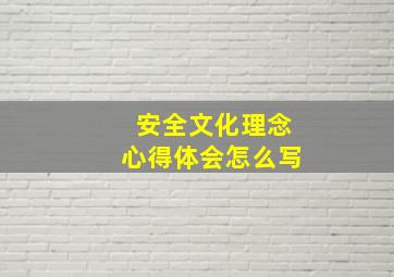 安全文化理念心得体会怎么写