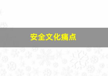 安全文化痛点