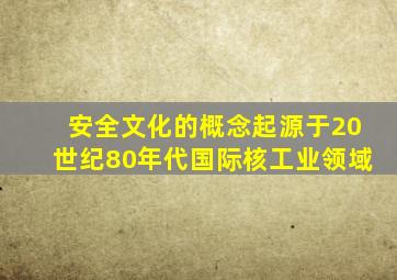 安全文化的概念起源于20世纪80年代国际核工业领域