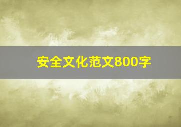 安全文化范文800字