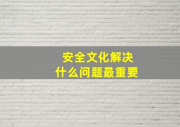 安全文化解决什么问题最重要