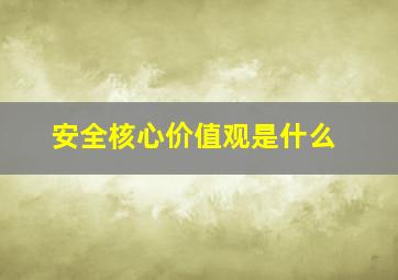 安全核心价值观是什么