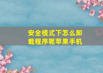 安全模式下怎么卸载程序呢苹果手机