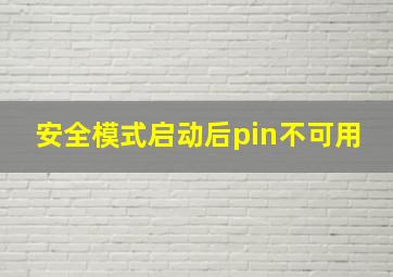 安全模式启动后pin不可用