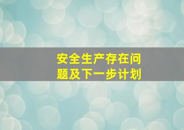 安全生产存在问题及下一步计划