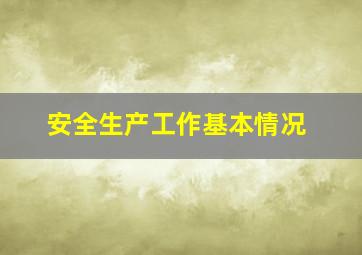 安全生产工作基本情况