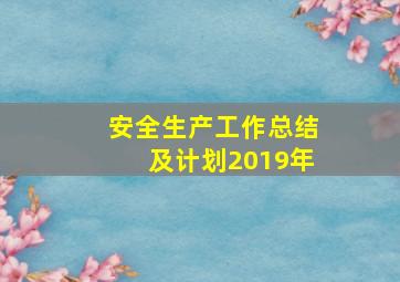 安全生产工作总结及计划2019年