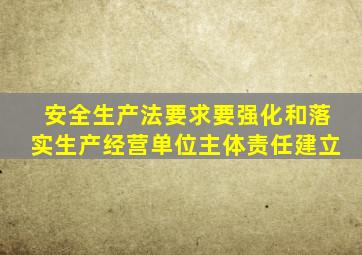 安全生产法要求要强化和落实生产经营单位主体责任建立