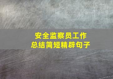 安全监察员工作总结简短精辟句子