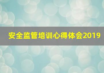 安全监管培训心得体会2019