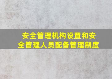 安全管理机构设置和安全管理人员配备管理制度