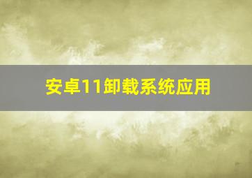 安卓11卸载系统应用