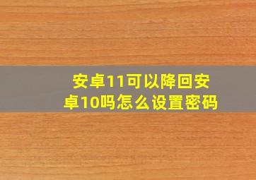 安卓11可以降回安卓10吗怎么设置密码