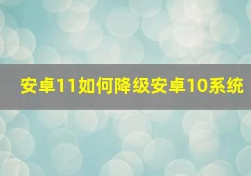 安卓11如何降级安卓10系统