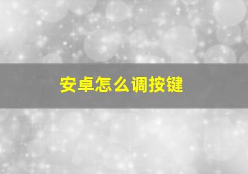 安卓怎么调按键