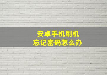 安卓手机刷机忘记密码怎么办