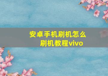 安卓手机刷机怎么刷机教程vivo