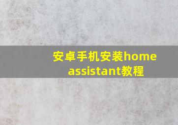 安卓手机安装homeassistant教程