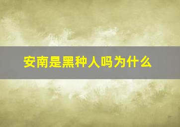 安南是黑种人吗为什么