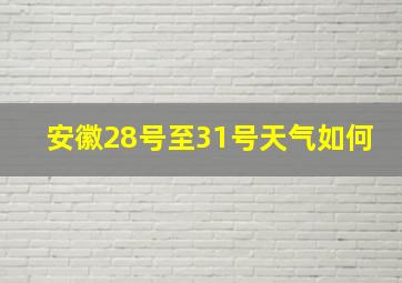 安徽28号至31号天气如何