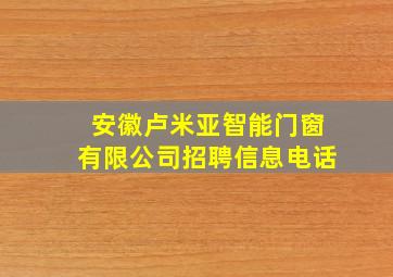 安徽卢米亚智能门窗有限公司招聘信息电话