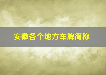 安徽各个地方车牌简称