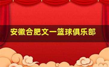 安徽合肥文一篮球俱乐部