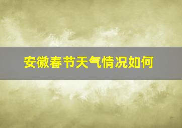 安徽春节天气情况如何