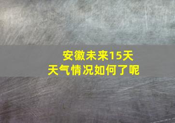 安徽未来15天天气情况如何了呢