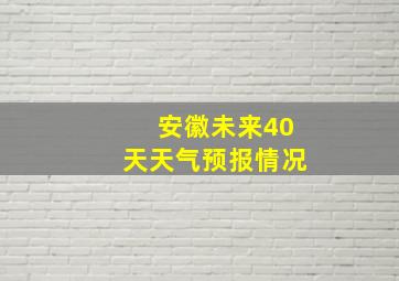 安徽未来40天天气预报情况