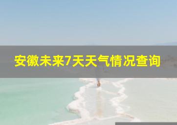 安徽未来7天天气情况查询