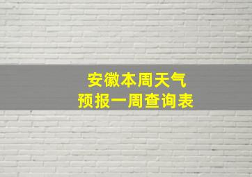 安徽本周天气预报一周查询表