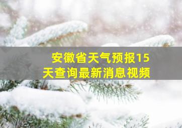 安徽省天气预报15天查询最新消息视频