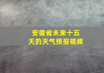 安徽省未来十五天的天气预报视频