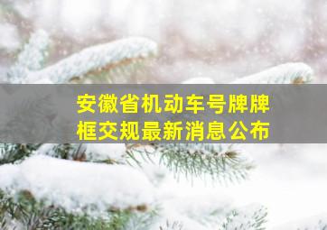 安徽省机动车号牌牌框交规最新消息公布