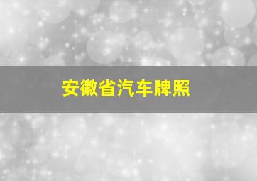 安徽省汽车牌照