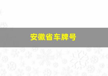 安徽省车牌号