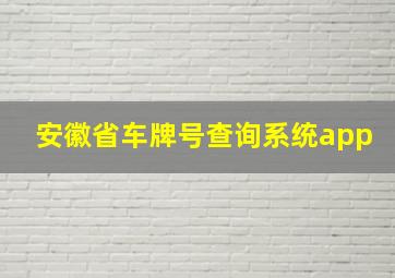 安徽省车牌号查询系统app