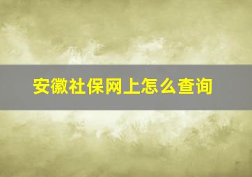 安徽社保网上怎么查询