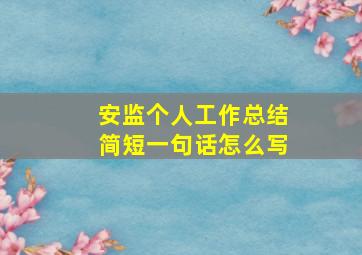 安监个人工作总结简短一句话怎么写