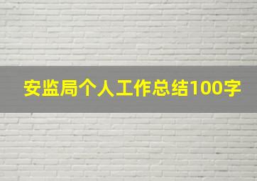 安监局个人工作总结100字