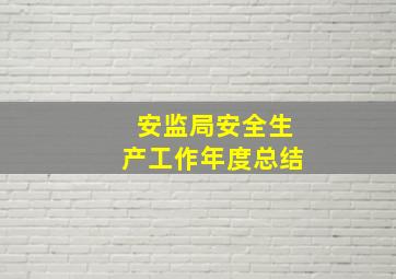 安监局安全生产工作年度总结