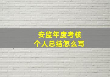 安监年度考核个人总结怎么写